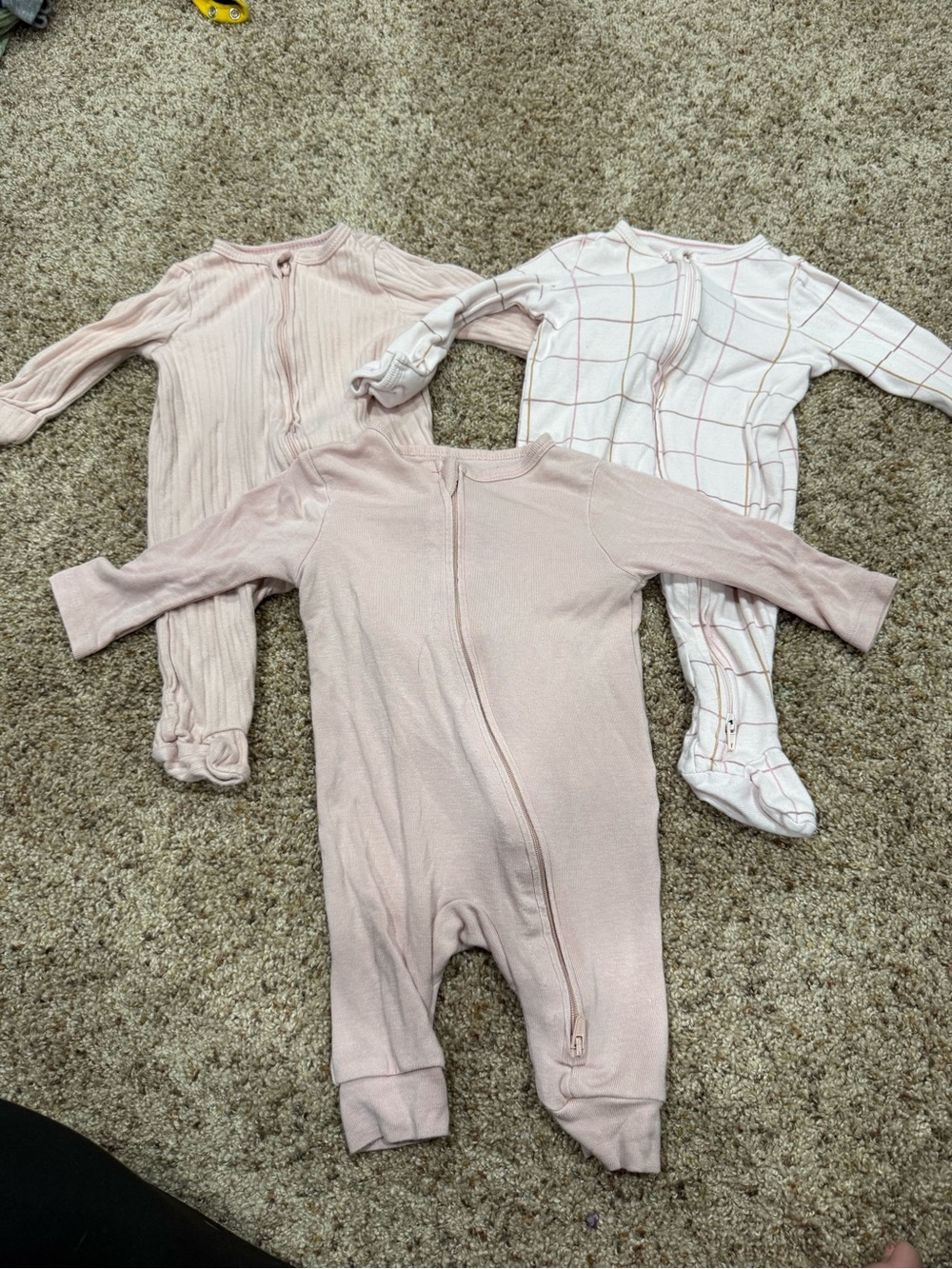 Cloud Island Baby Girl 0-3M Sleepers 3 Piece Pink Pajama Lot